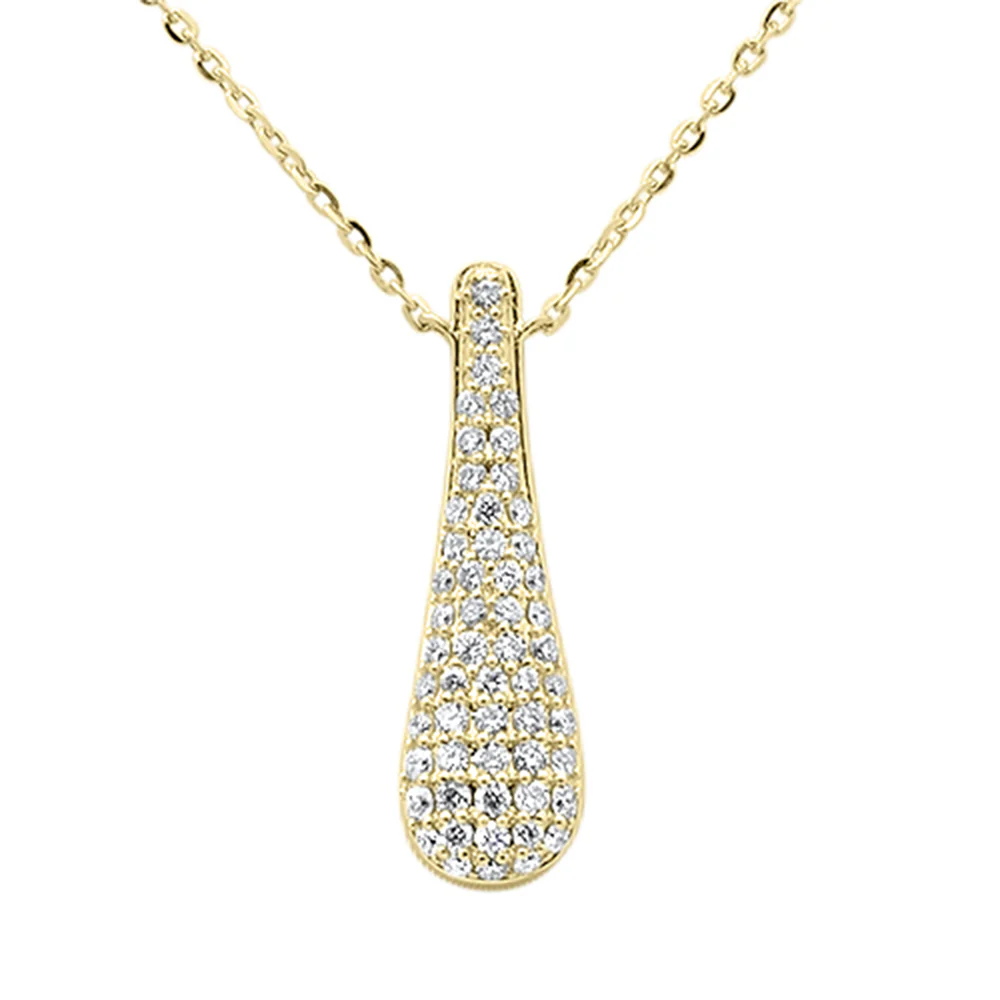 <span style="color:purple">SPECIAL!</span> .26ct G SI 14K Yellow Gold Modern Drop Dangle Diamond Pendant 18" Long
