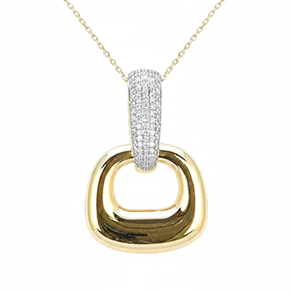 <span style="color:purple">SPECIAL!</span> .49ct G SI 14kt Yellow Gold Diamond Halo Pendant Necklace 18" Long