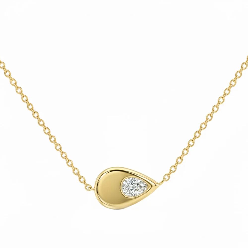 <span style="color:purple">SPECIAL!</span> .20ct G SI 14kt Yellow Gold Diamond Pear Shape Pendant Necklace 16+2" Long