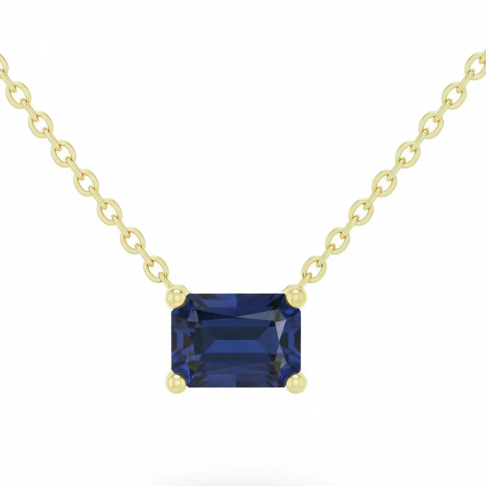 <span style="color:purple">SPECIAL!</span> 1.58ct G SI 14kt Yellow Gold Blue Sapphire Gemstone Solitaire Pendant Necklace 18" Long