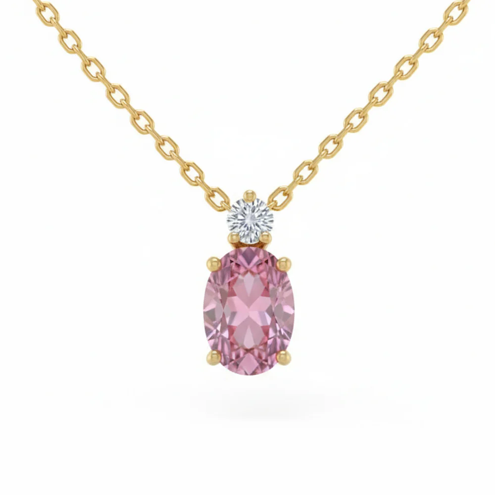 <span style="color:purple">SPECIAL!</span> 1.02ct G SI 14kt Yellow Gold Diamond & Pink Sapphire Gemstone Pendant Necklace 18" Long
