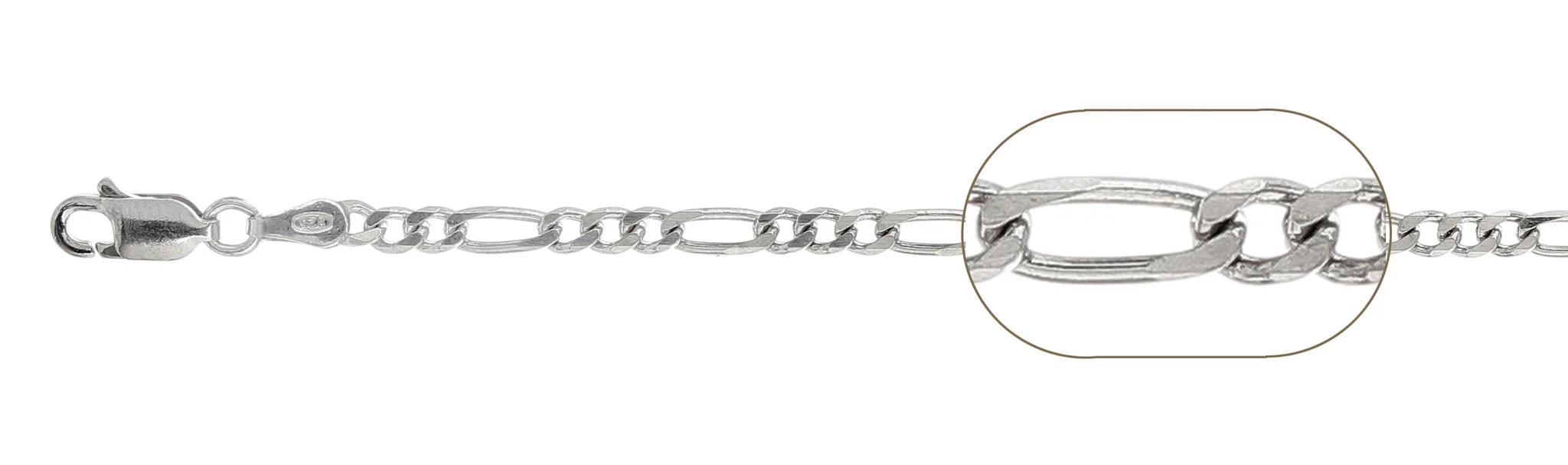 080-3MM Figaro Chain .925 Solid Sterling Silver Sizes 6-30" NEW