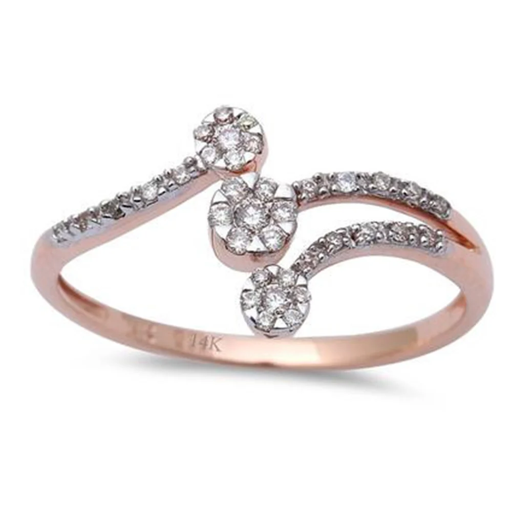 <span>DIAMOND CLOSEOUT! </span> 14K Rose Gold Diamond Open Ring Fashion Band Size 6.5