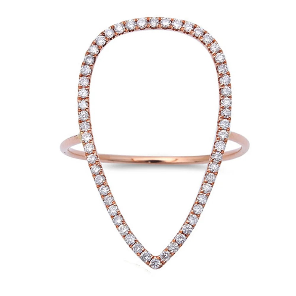 <span>DIAMOND CLOSEOUT! </span>.31ct 14kt Rose Gold Diamond Pear Cut out Modern Fine Ring Size 6.5