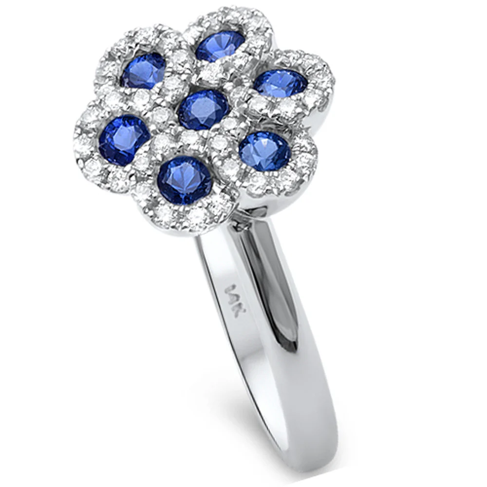 <span>DIAMOND CLOSEOUT! </span> .81ct F SI1 14k White Gold Blue Sapphire & Diamond Ring Size 6.5 - Image 2
