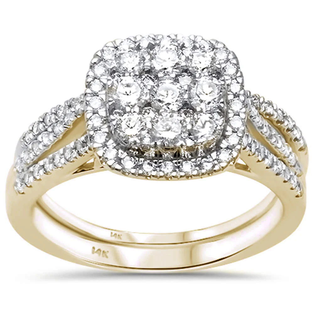 <span>DIAMOND CLOSEOUT! </span> 1.04ct 14k Yellow Gold Diamond Engagement Wedding Ring Set Size 6.5