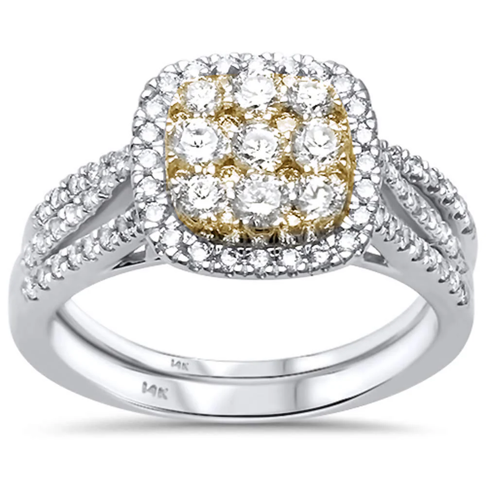 <span>DIAMOND CLOSEOUT! </span> 1.02ct 14ktTwo Tone Gold Diamond Engagement Wedding Ring Bridal Set 6.5