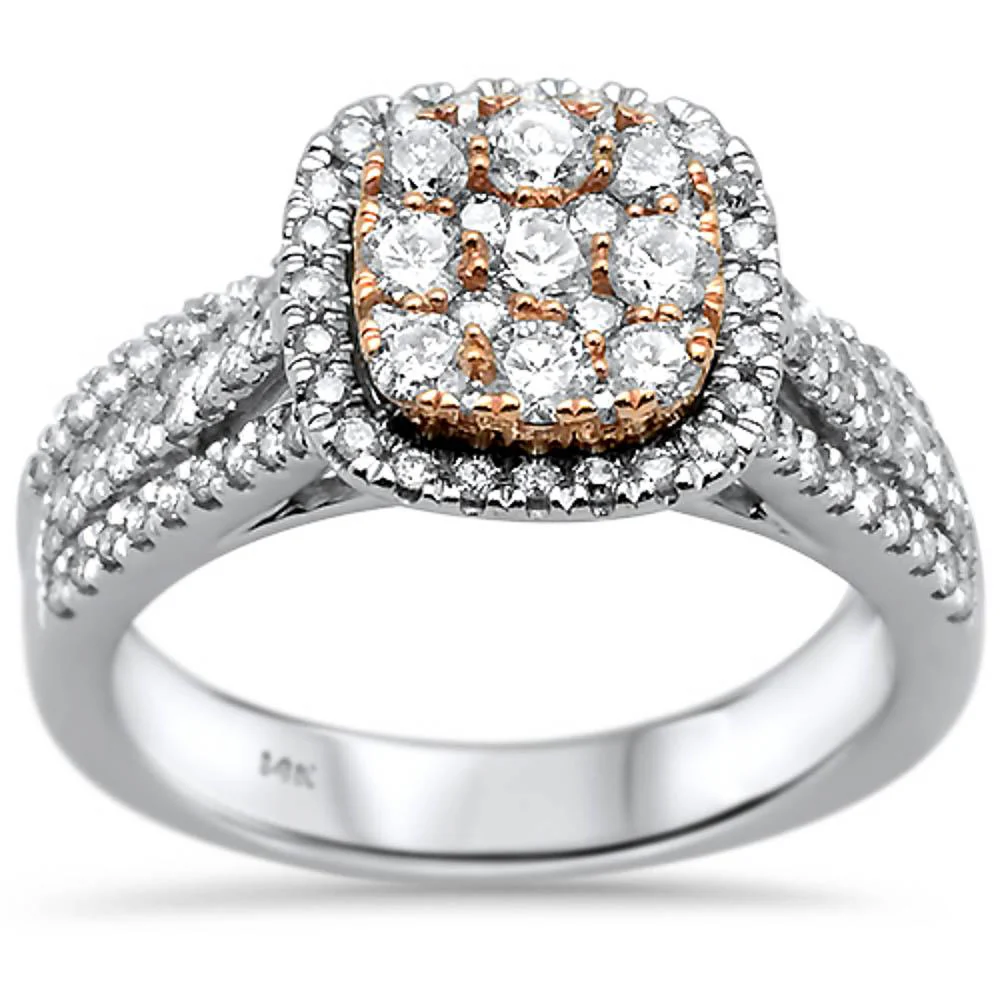 <span>DIAMOND CLOSEOUT! </span> 1.09ct 14k Two Tone Square Engagement Diamond Rinze 6.5