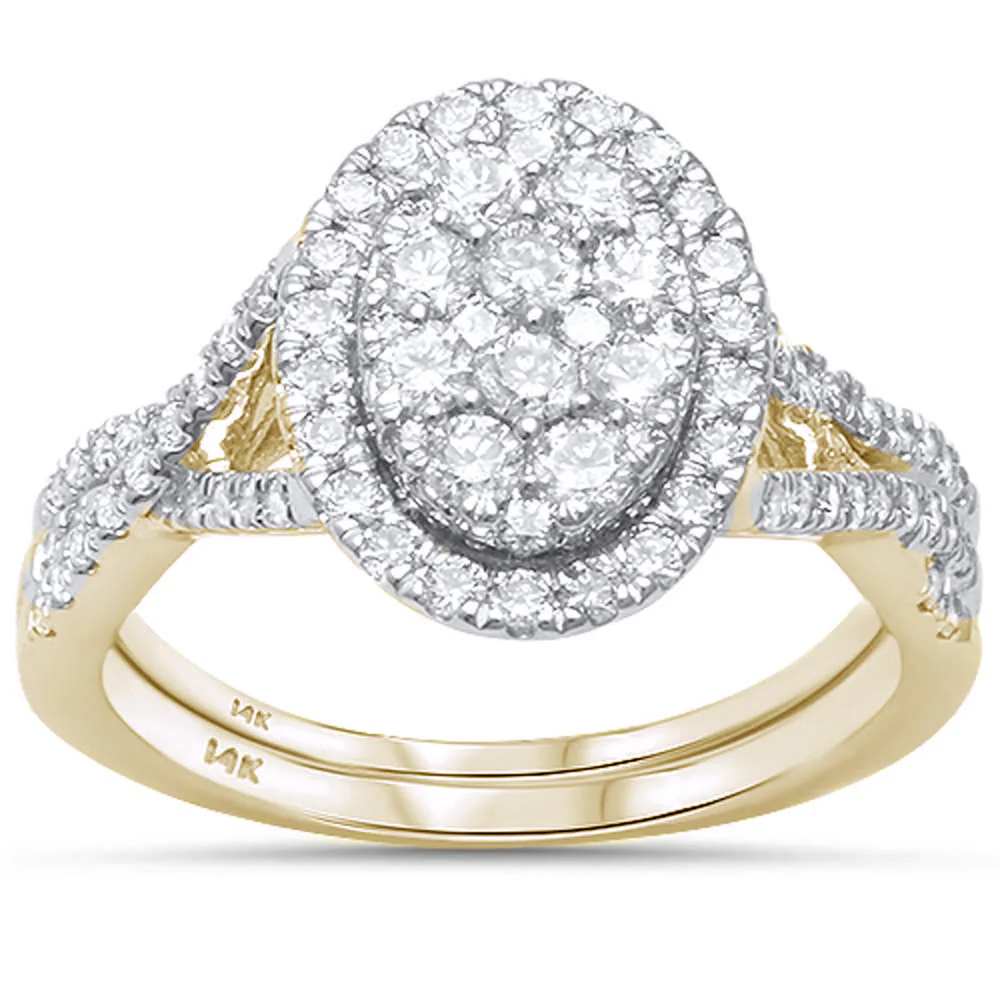 <span>DIAMOND CLOSEOUT! </span>1.02ct 14k Yellow Gold Oval Diamond Engagement Ring Bridal Set Size 6.5