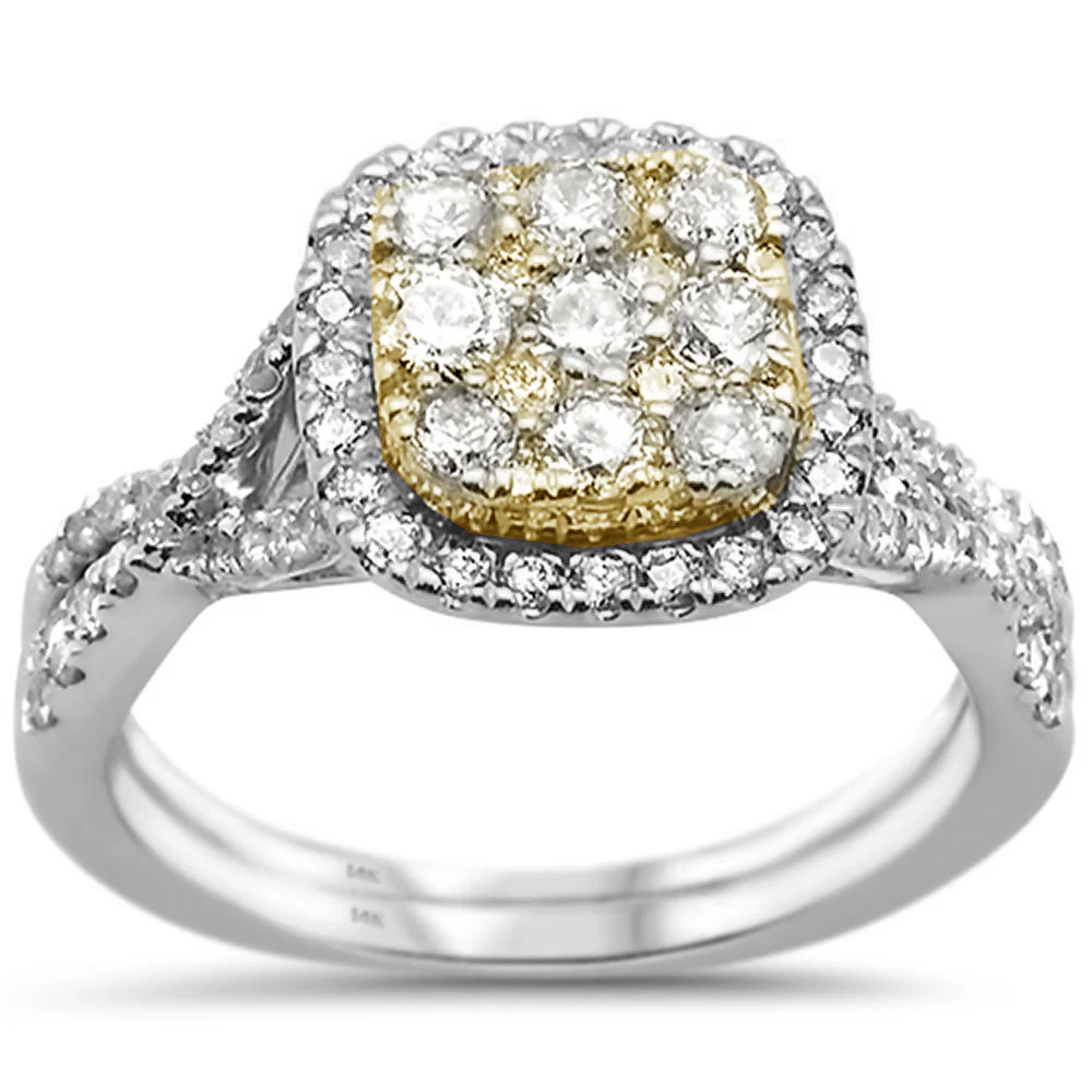 <span>DIAMOND CLOSEOUT! </span>.99ct 14k Two Tone Gold Square Diamond Engagement Wedding Ring Size 6.5