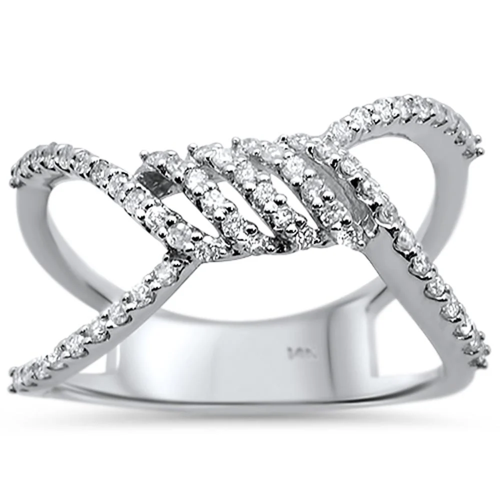 <span>DIAMOND CLOSEOUT! </span> .33cts 14k White gold Modern Unique Diamond Ring Size 6.5