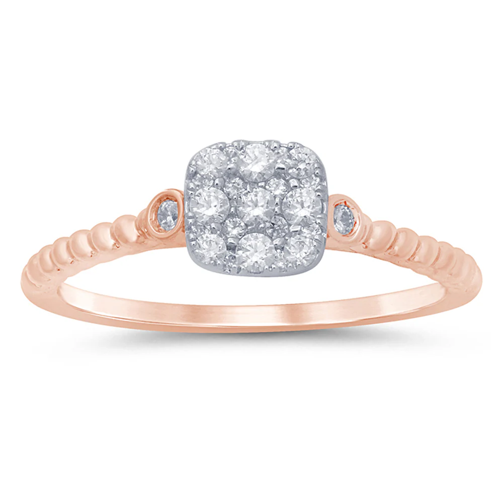 <span>DIAMOND CLOSEOUT! </span>.23ct 14k Rose Gold Solitaire Promise Diamond Ring Size 6.5