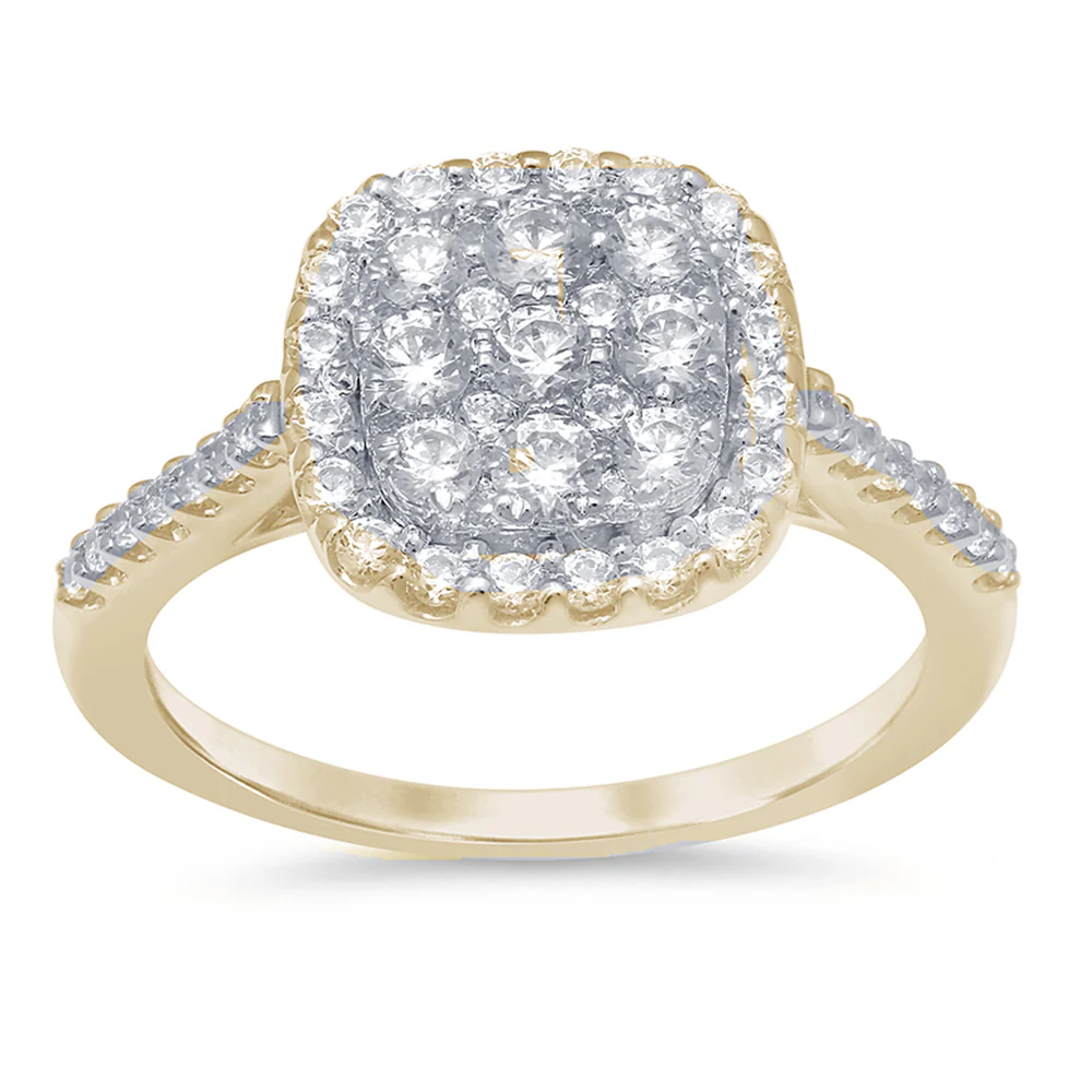 <span>DIAMOND CLOSEOUT! </span> .89ct 14k Yellow Gold Square Princess Diamond Engagement Ring Size 6.5