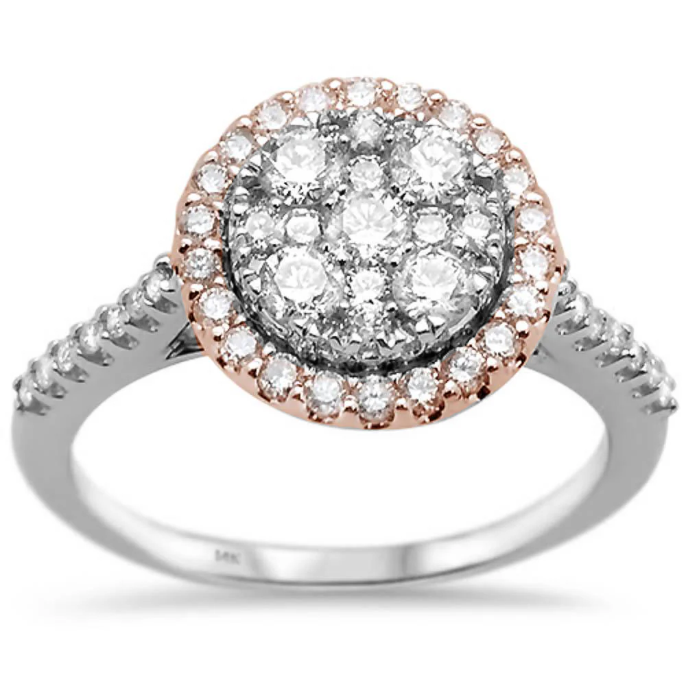 <span>DIAMOND  CLOSEOUT! </span>.95ct 14k Two Tone Round Diamond Solitaire Ring Size 6.5