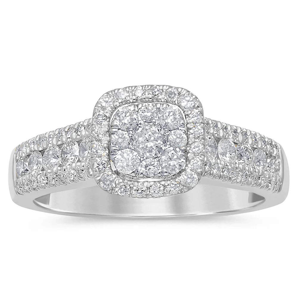<span>DIAMOND CLOSEOUT! </span> .95ct 14k White Gold Square Diamond Engagement Ring Size 6.5
