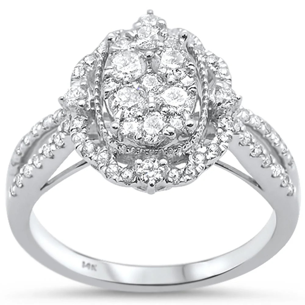 <span>DIAMOND CLOSEOUT! </span> .88ct 14k White Gold Oval Shape Diamond Engagement Ring Size 6.5