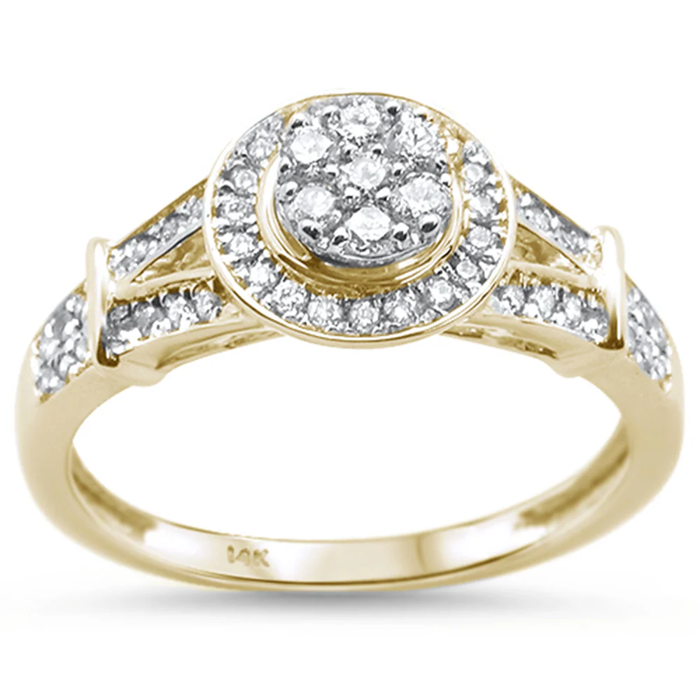 <span>DIAMOND  CLOSEOUT! </span> .34ct 14KT Yellow Gold Unique Round Diamond Engagement Ring Size 6.5