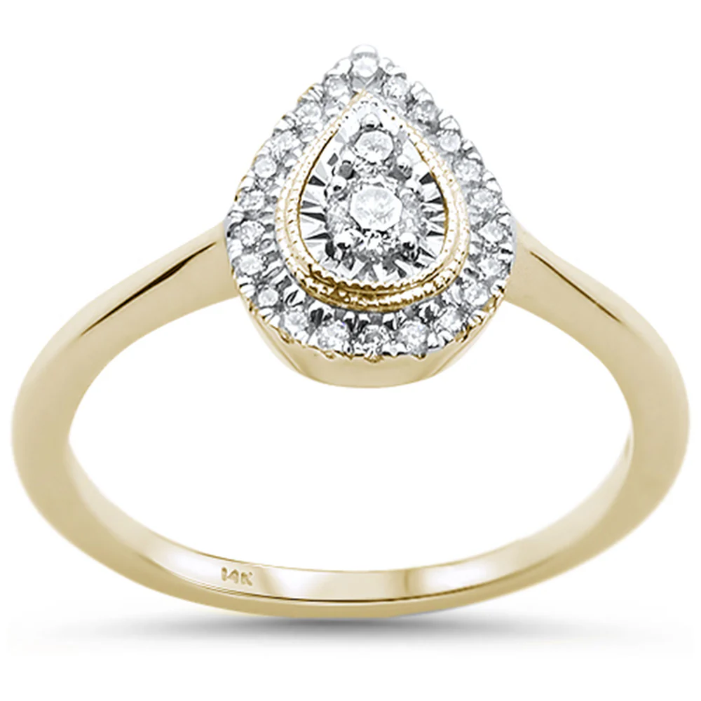 <span>DIAMOND CLOSEOUT! </span>.22ct 14KT Yellow Gold Pear Shape Diamond Ring Size 6.5
