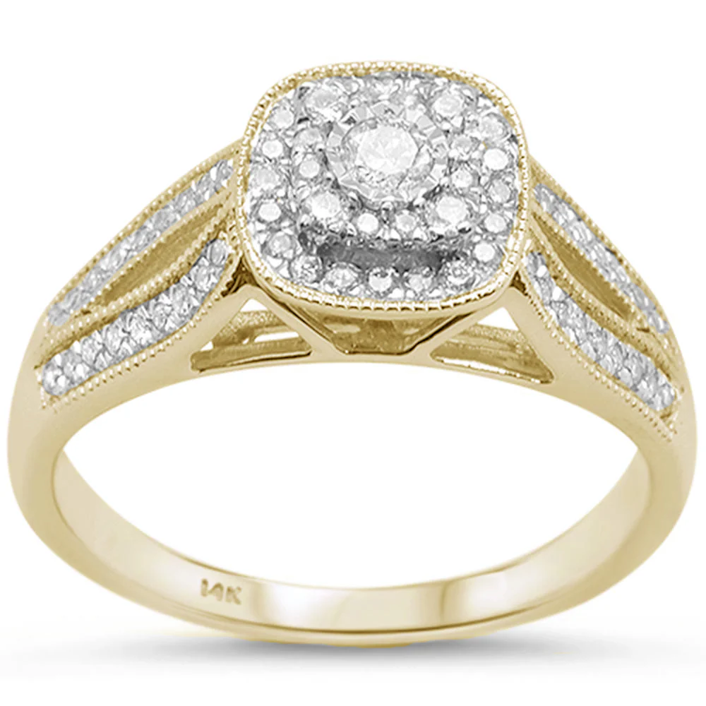 <span style="color:purple">SPECIAL!</span>.32cts 14k Yellow Gold Square Shape Diamond Engagement Ring Size 6.5