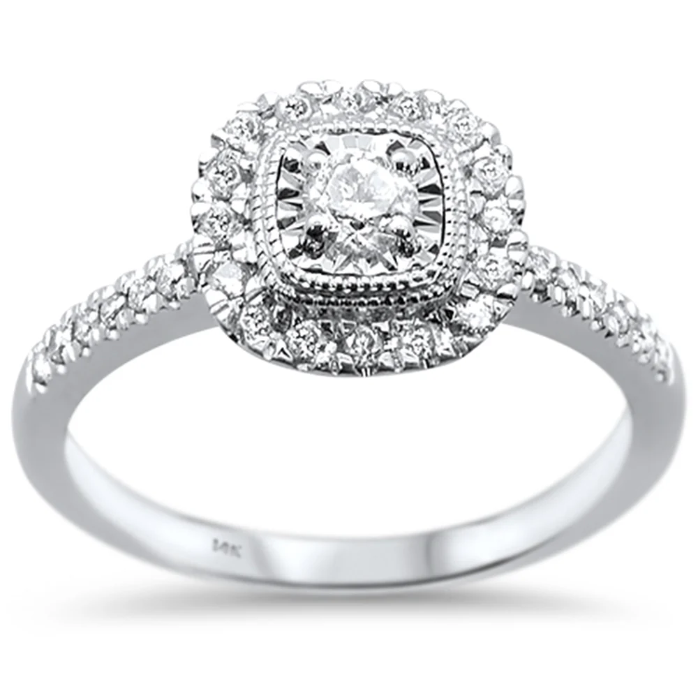 <span>DIAMOND CLOSEOUT! </span>.39ct 14k White Gold Square Diamond Engagement Wedding Ring Size 6.5