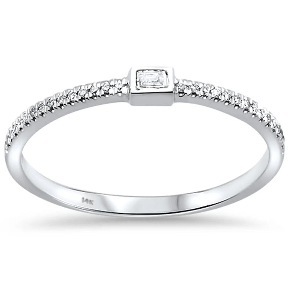 <span>DIAMOND CLOSEOUT! </span>.09ct 14kt White Gold Trendy Bezel Set Diamond Ring Size 6.5