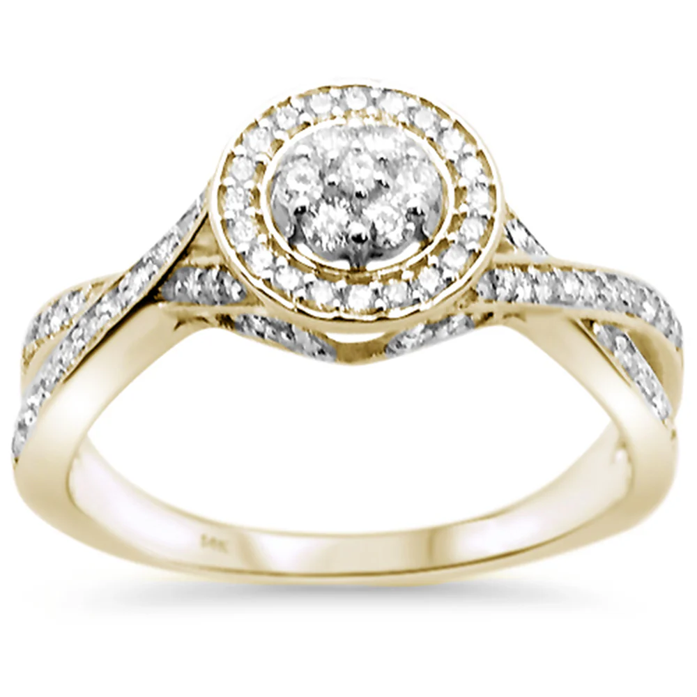 <span>DIAMOND CLOSEOUT! </span> .41ct 14k Yellow Gold Twisted Prong Round Diamond Engagement Ring Size 6.5