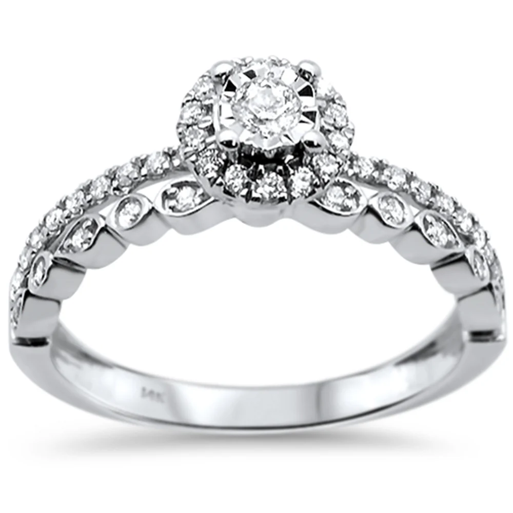 <span>DIAMOND CLOSEOUT! </span>.34ct 14k White Gold Round Diamond Engagement Ring Size 6.5