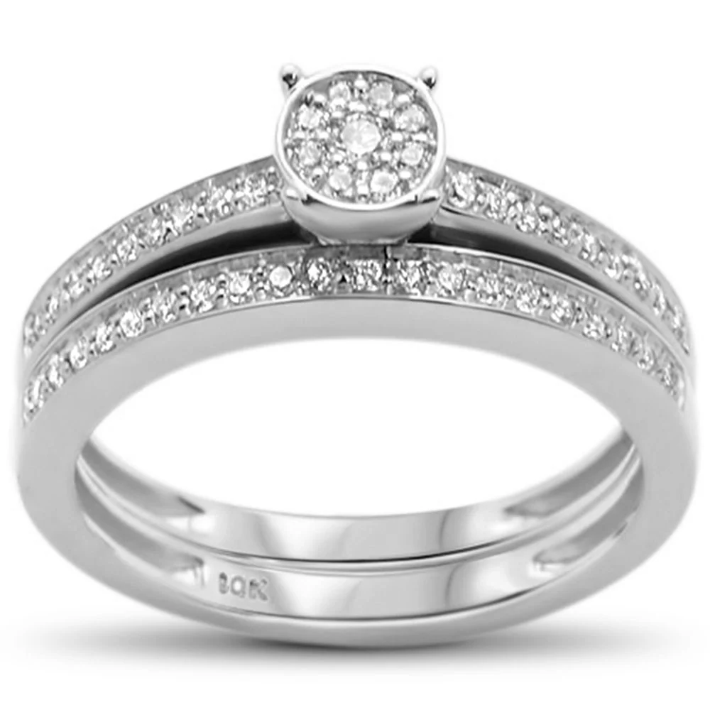 <span>DIAMOND CLOSEOUT! </span>.27ct F SI 10kt White Gold Diamond Engagement Bridal Ring Set Size 6.5