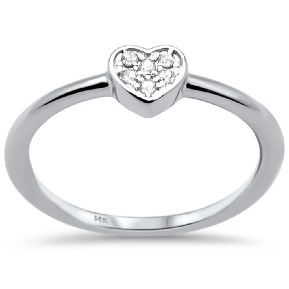 <span>DIAMOND CLOSEOUT! </span>.05ct F SI 14K White Gold Heart Shaped Diamond Engagement Ring Size 6.5