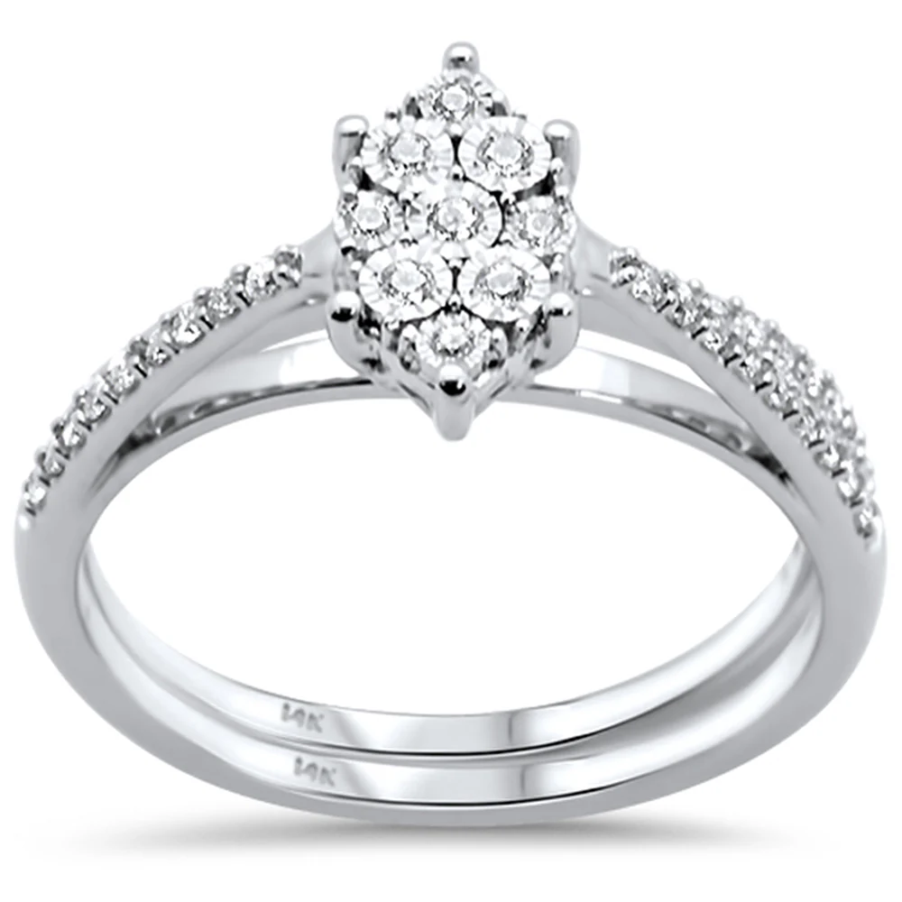 <span>DIAMOND CLOSEOUT! </span>.25CT G SI 14KT White Gold Diamond Marquise Shape Brial Set Size 6.5