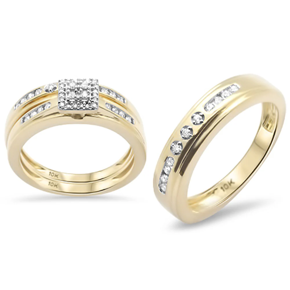 <span>DIAMOND CLOSEOUT! </span> .41ct G SI 10K Yellow Gold Diamond 3pcs Wedding Trio Set