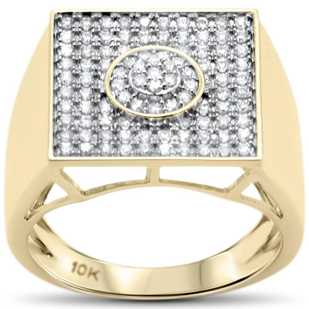 <span>DIAMOND CLOSEOUT! </span>.61ct G SI 10K Yellow Gold Diamond Men's Micro Pave Ring Size 10