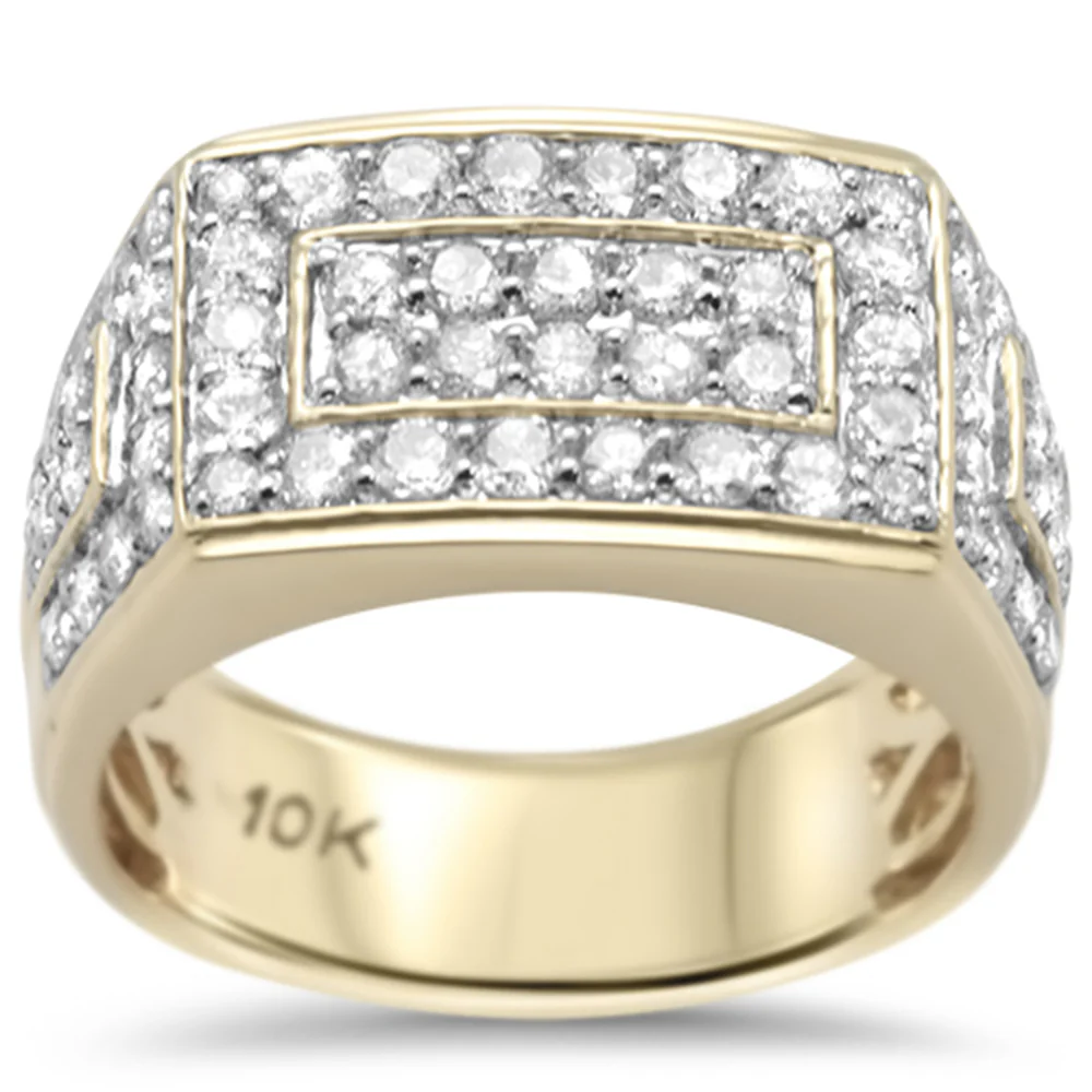 <span>DIAMOND CLOSEOUT! </span> 1.96ct G SI 10K Yellow Gold Diamond Men's Ring Size 10