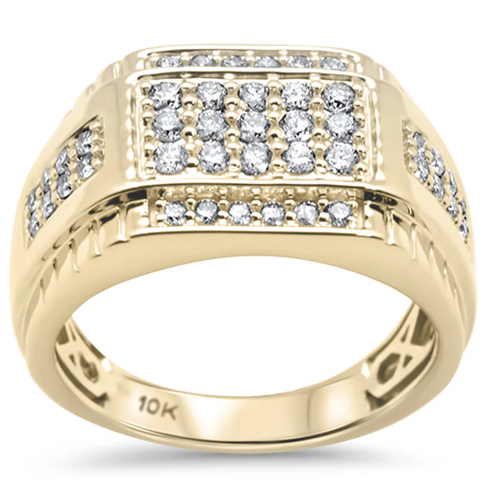 <span>DIAMOND CLOSEOUT! </span> .97ct G SI 10K Yellow Gold Diamond Men's Ring Size 10