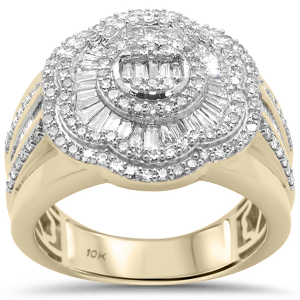 <span>DIAMOND CLOSEOUT! </span>1.51ct G SI 10KT Yellow Gold Baguette & Round Diamond Men's Ring Size 6.5
