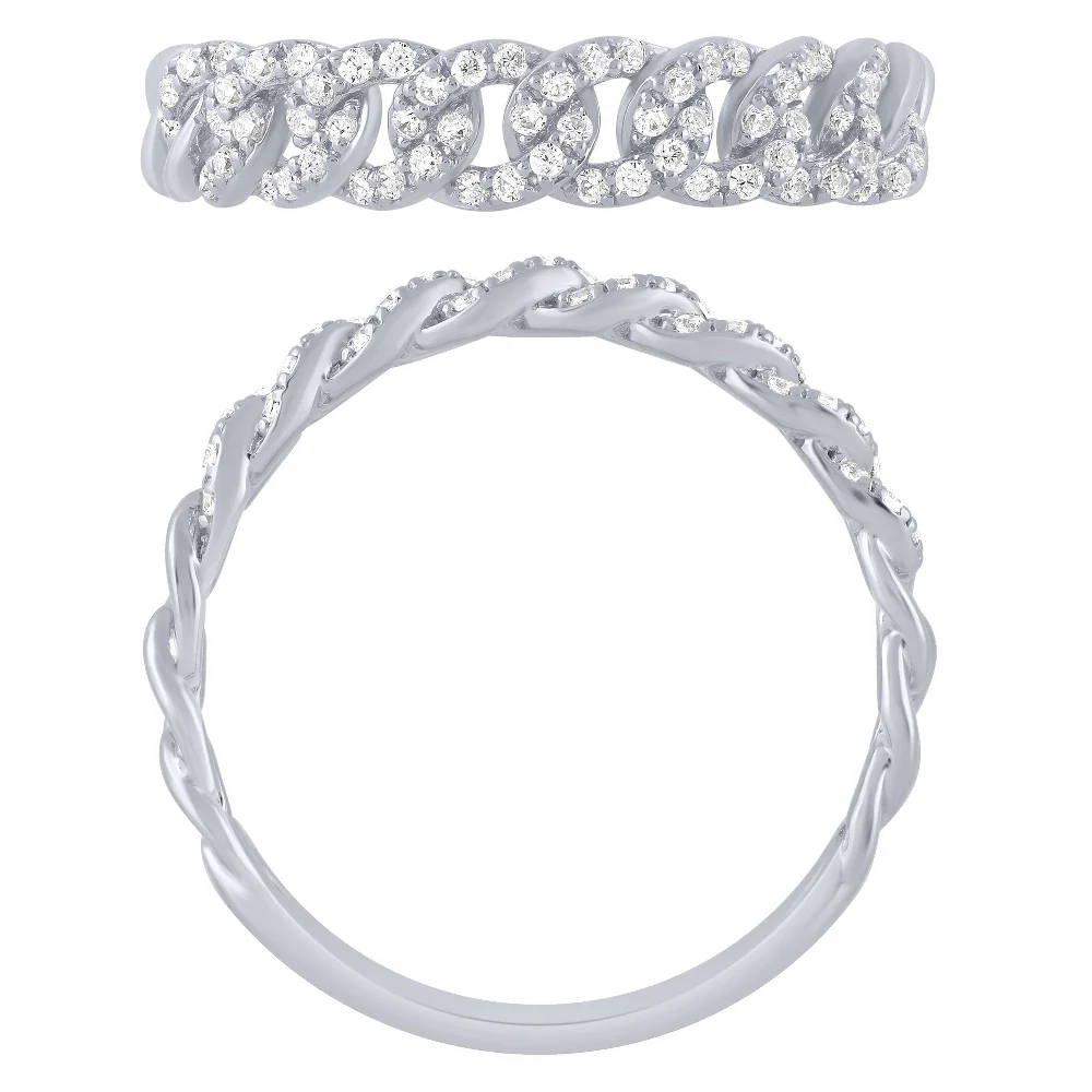 <span>DIAMOND CLOSEOUT! </span> .25ct G SI 14K White Gold  Diamond Cuban Ring Size 6.5 - Image 2