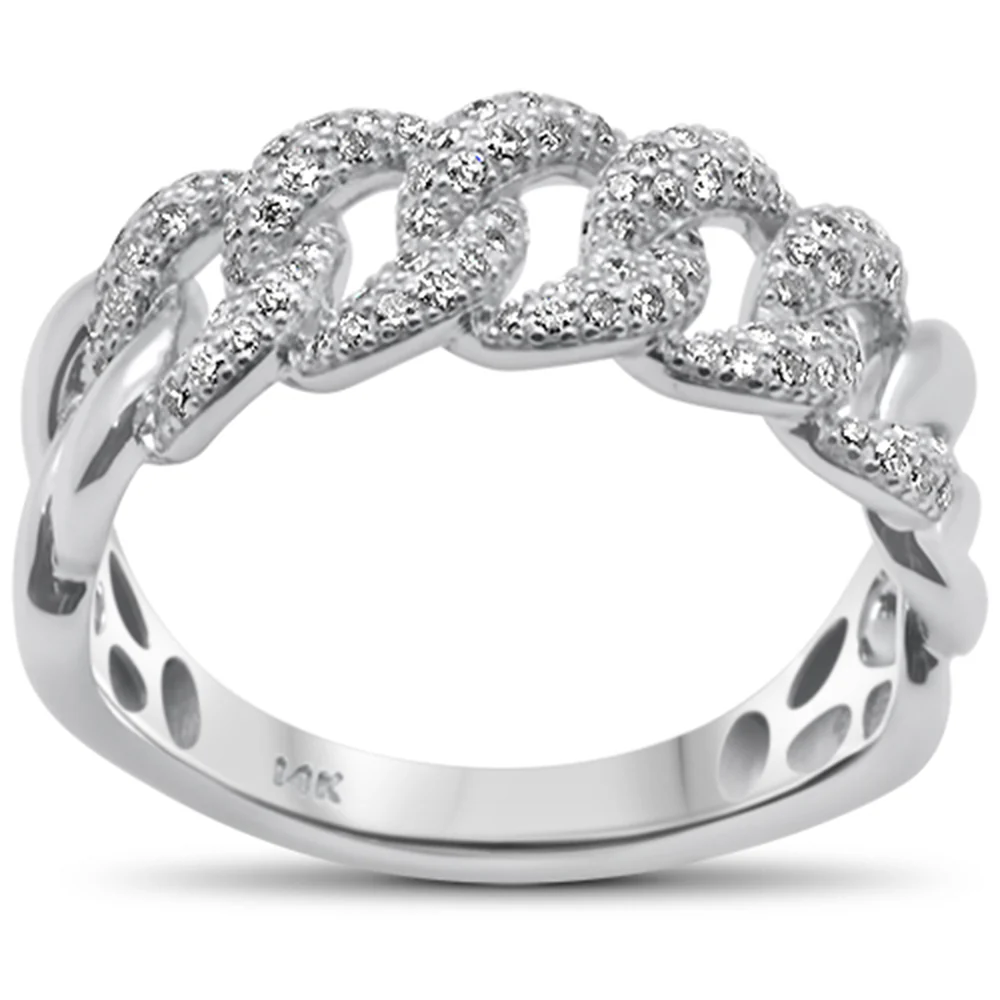 <span style="color:purple">SPECIAL!</span> .50ct G SI 14KT White Gold Diamond Men's Cuban Ring Size 10