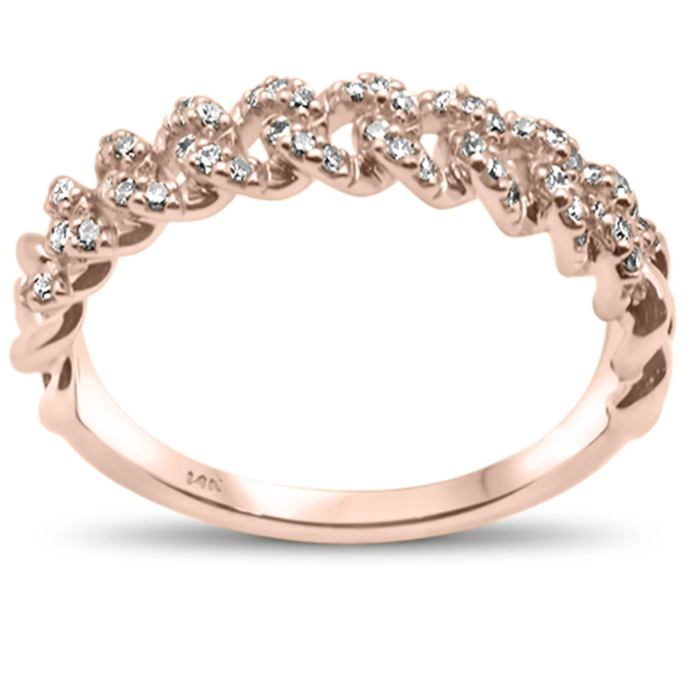 <span>DIAMOND CLOSEOUT! </span>.20ct G SI 14KT Rose Gold Diamond Ladies Cuban Ring Size 6.5
