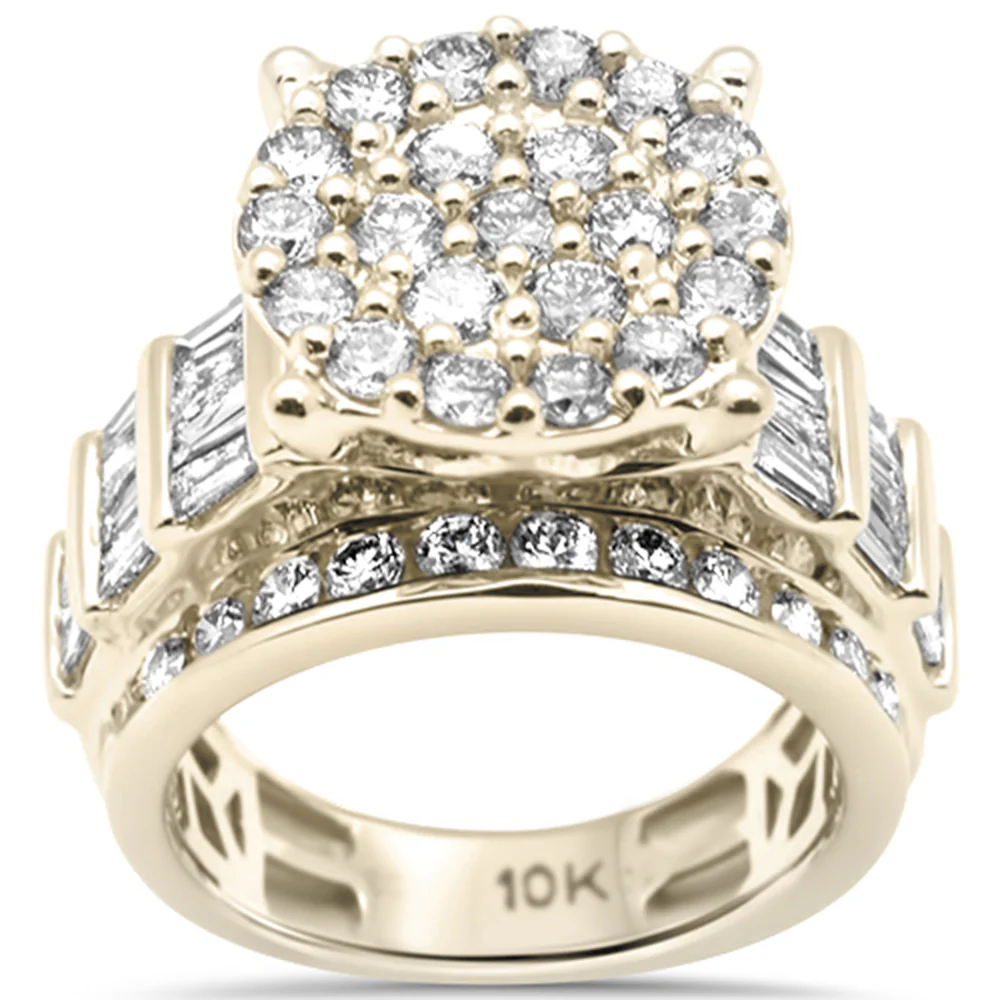 <span>DIAMOND CLOSEOUT! </span>3.06ct G SI 10K Yellow Gold Diamond Round & Baguette Ring Size 6.5