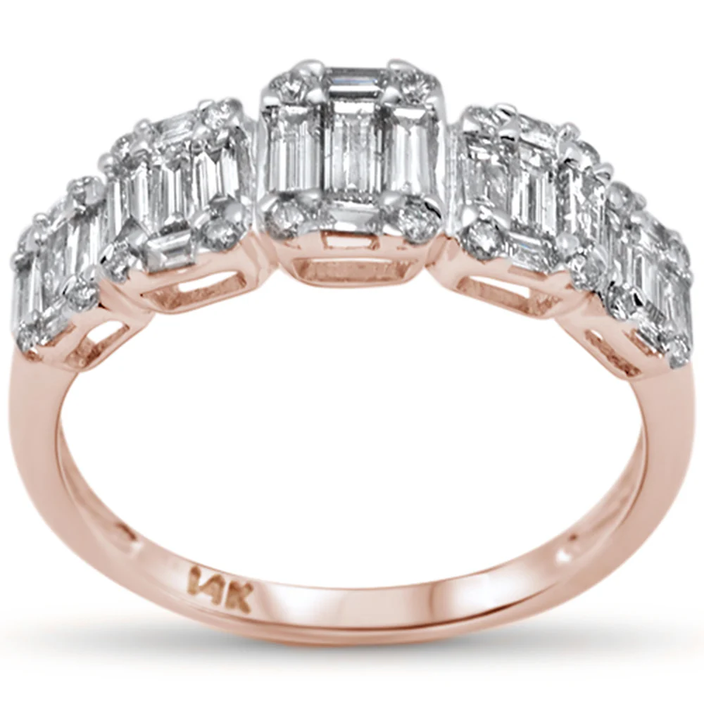 <span>DIAMOND CLOSEOUT! </span>.86ct G SI 14K Rose Gold Diamond Round & Baguette Engagement Ring Size 6.5