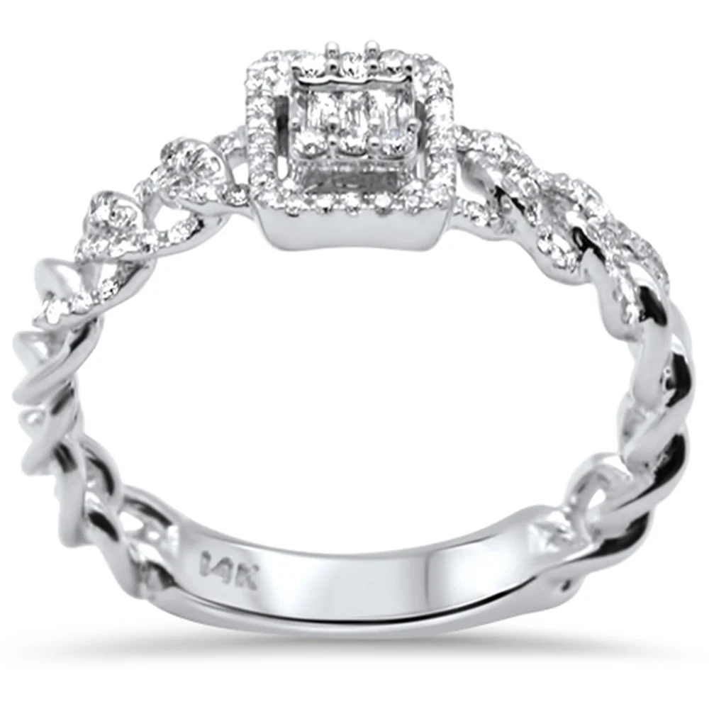<span>DIAMOND CLOSEOUT! </span> .28ct G SI 14K White Gold Diamond Round & Baguette Ring