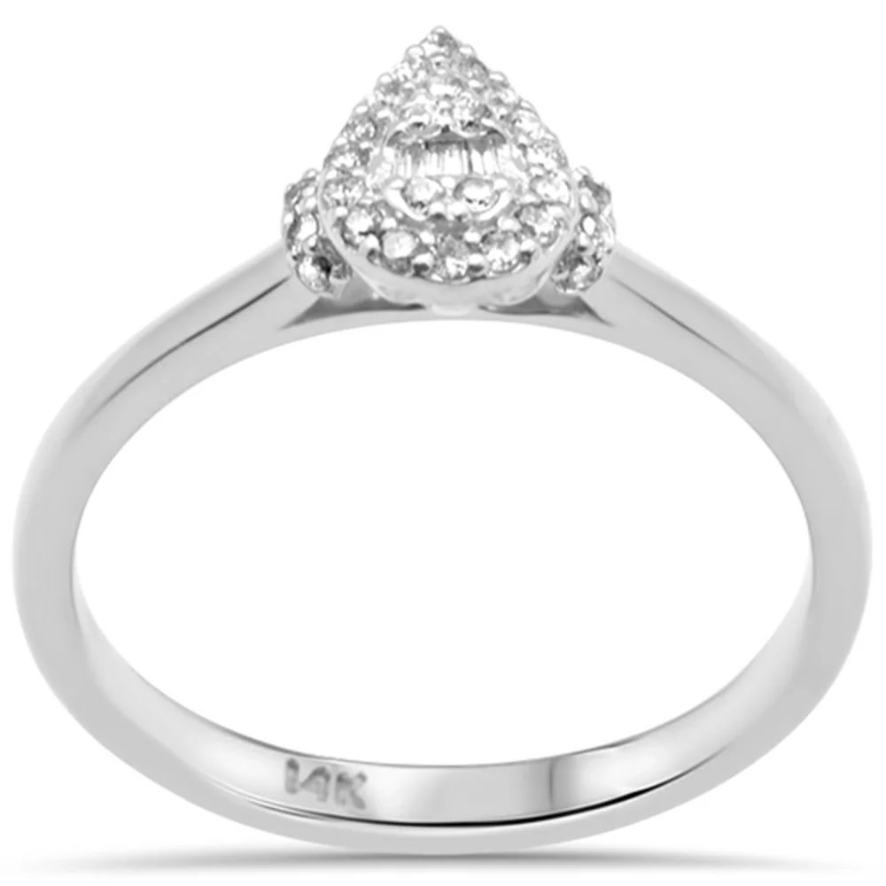 <span>DIAMOND CLOSEOUT! </span>.16ct G SI 14K White Gold Heart Shaped Round & Baguette Diamond Engagement Ring