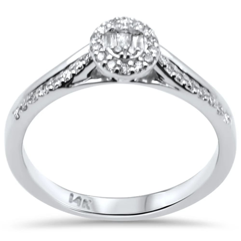 <span>DIAMOND CLOSEOUT! </span>.21ct G SI 14K White Gold Round & Baguette Diamond Engagement Ring