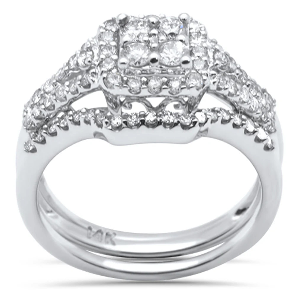 <span>DIAMOND CLOSEOUT! </span>.89ct G SI 14K White Gold 2pcs Engagement Ring Set
