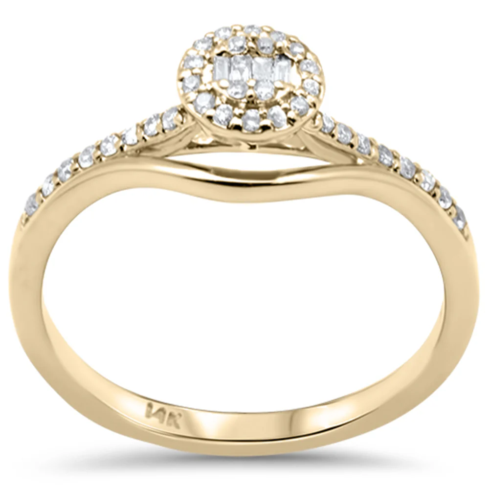 <span>DIAMOND CLOSEOUT! </span> .19ct G SI 14K Yellow Gold Round & Baguette Diamond Engagement Ring