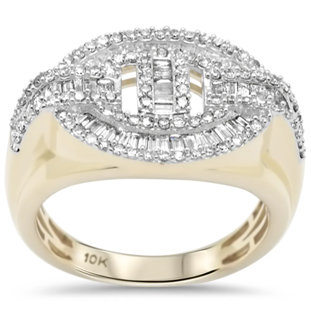 <span>DIAMOND  CLOSEOUT! </span> 1.22ct G SI 10K Yellow Gold Diamond Round & Baguete Diamond Men's Ring Band