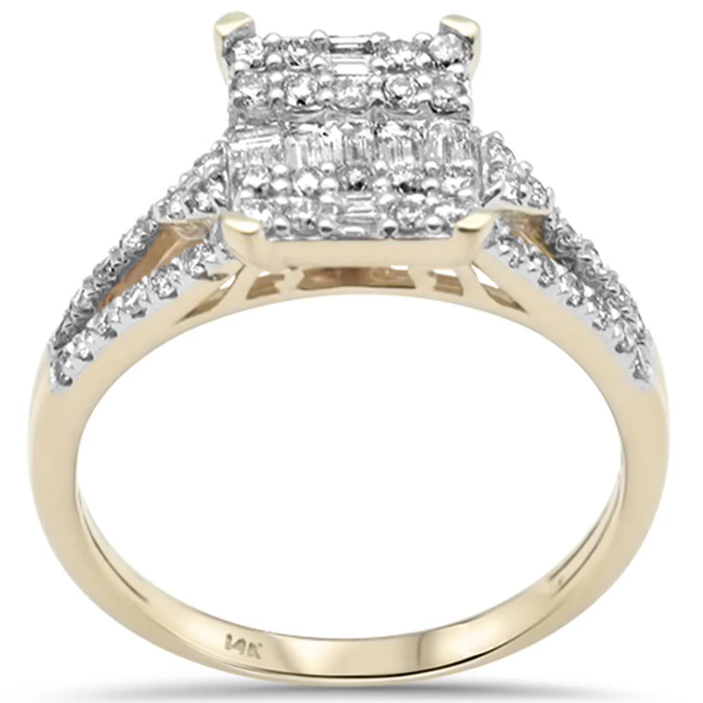 <span style="color:purple">SPECIAL!</span>.62ct G SI 14K Yellow Gold Round & Baguette Diamond Engagement Ring