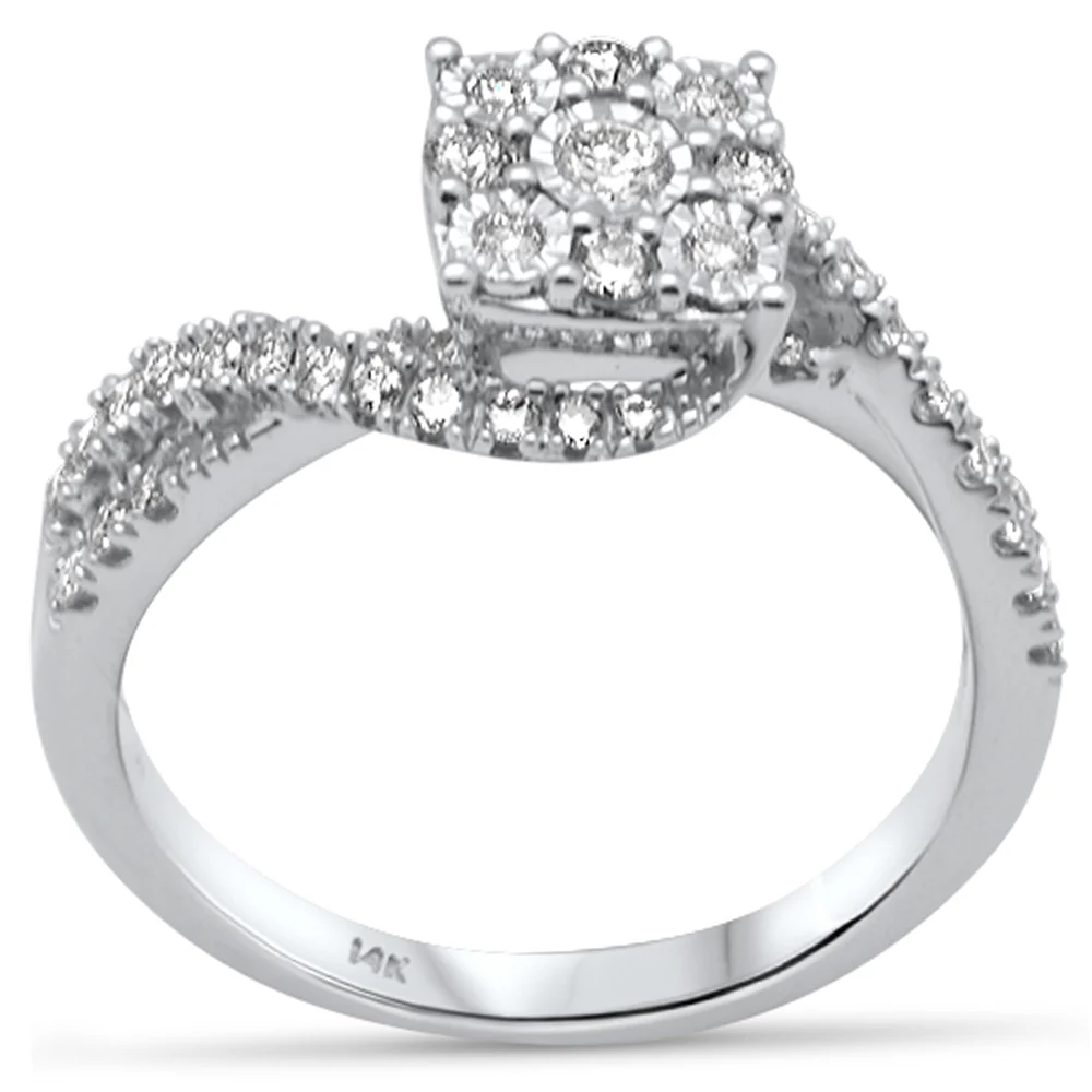 <span>DIAMOND CLOSEOUT! </span> .49ct G SI 14K White Gold Diamond Twisted Women's Ring Size 6.5