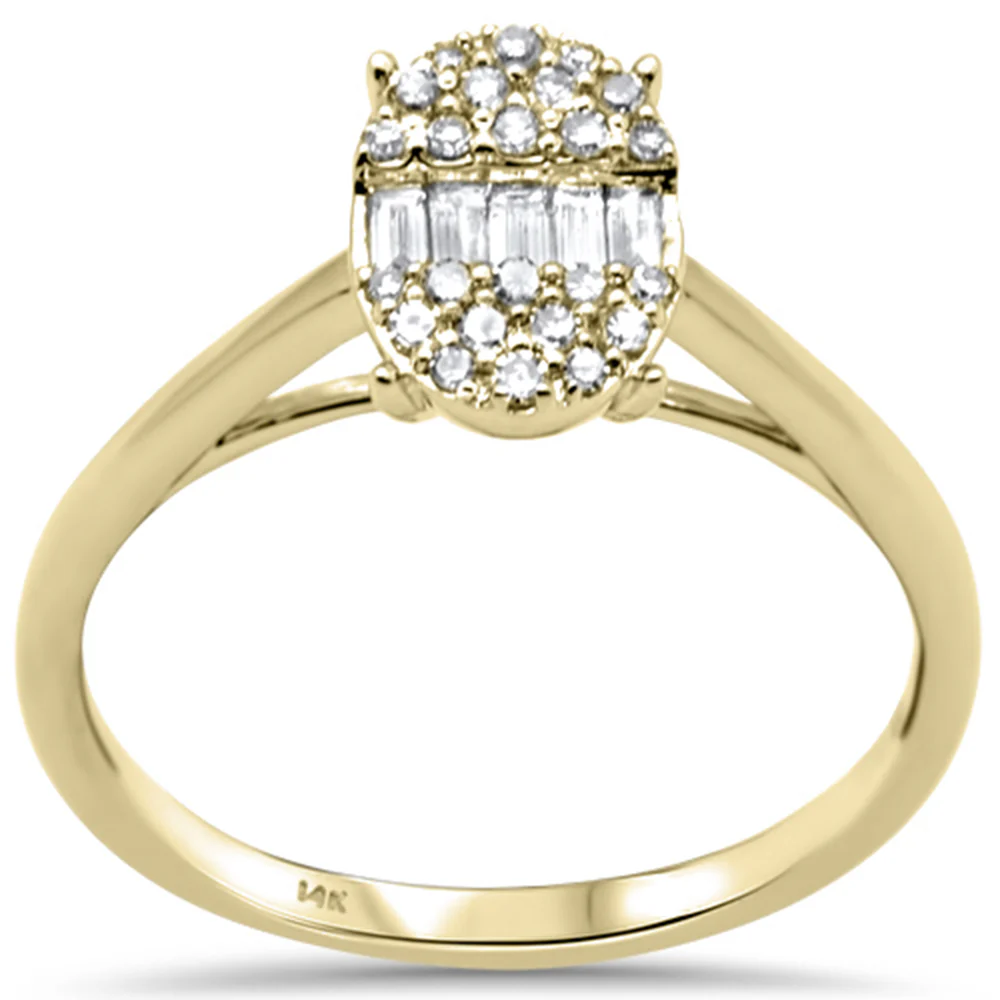 <span>DIAMOND CLOSEOUT! </span>.25ct G SI 14K Yellow Gold Round & Baguette Diamond Oval Shaped Ring Size 6.5