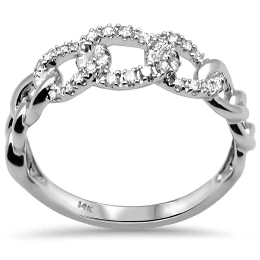 <span>DIAMOND CLOSEOUT! </span>.16ct G SI 14K White Gold Cuban Style Diamond Ring Size 6.5